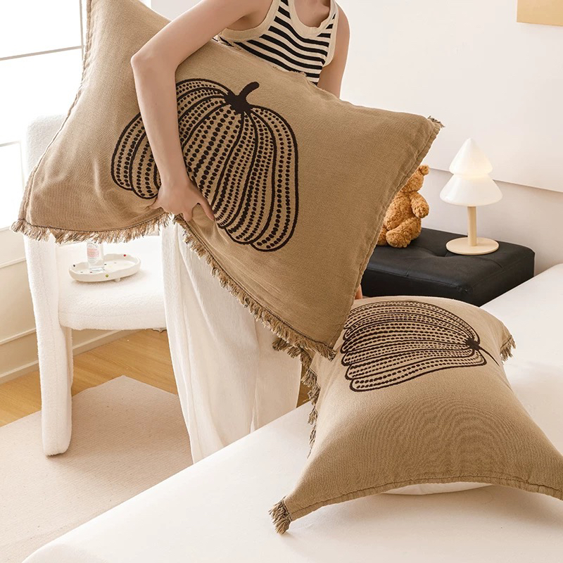 全棉卡通流苏款四层纱布枕巾防头油棉纱吸汗透气枕头垫巾四季可用