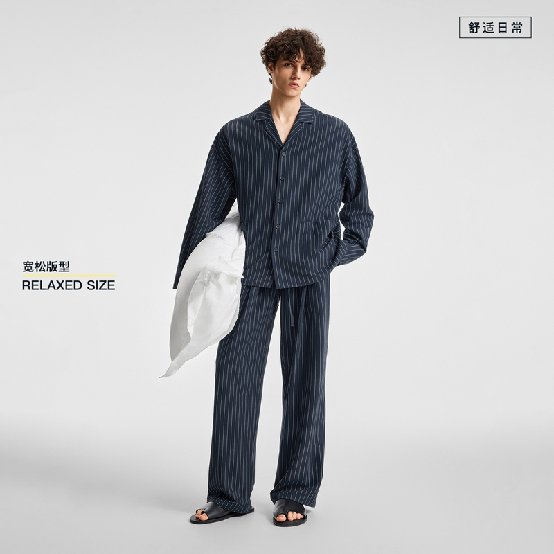 BODYDREAM BM可外穿家居服男士宽松休闲古巴领衬衫肌理感睡衣套装