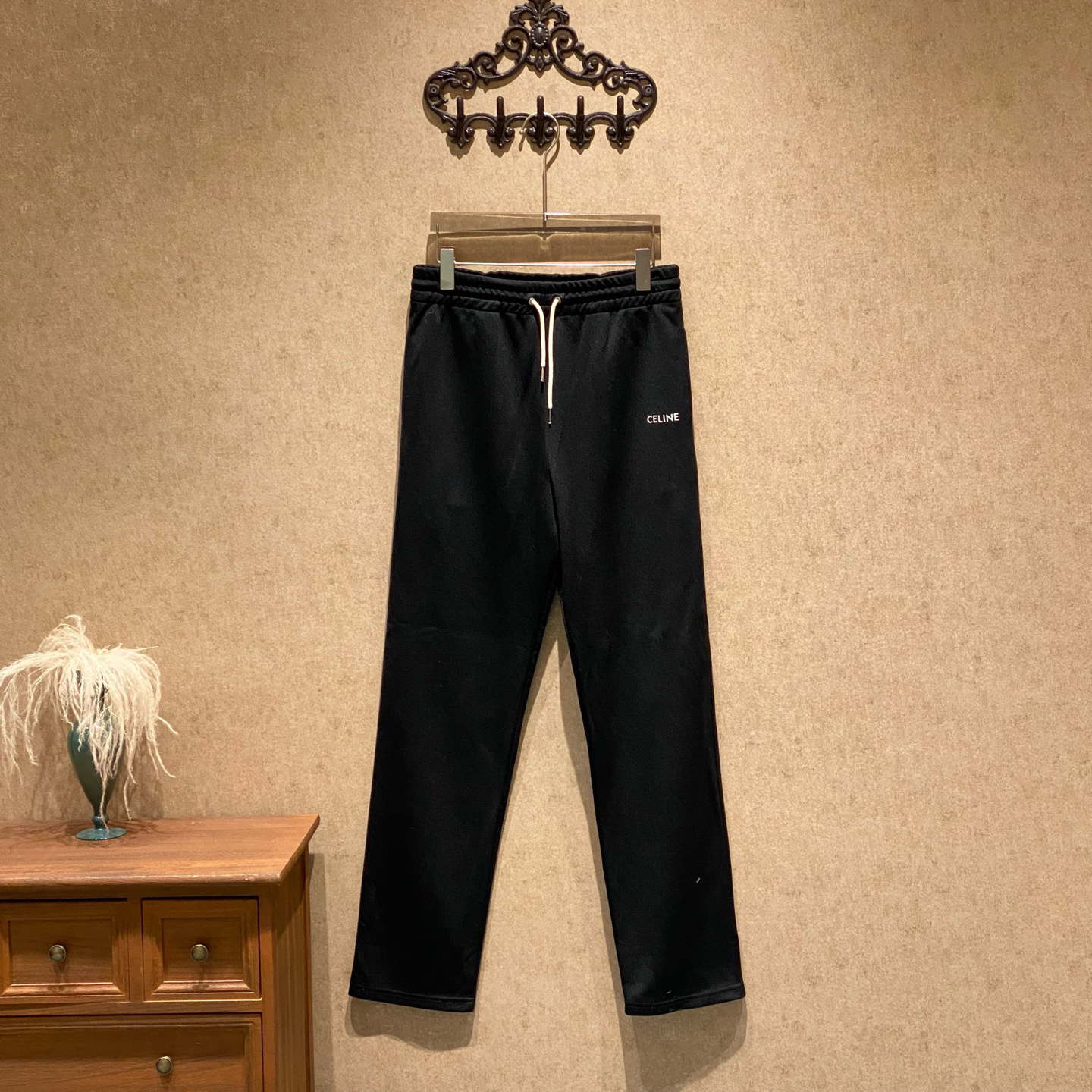 99新 Celine/思琳 黑色刺绣字母logo长裤/xs码/99新/41442