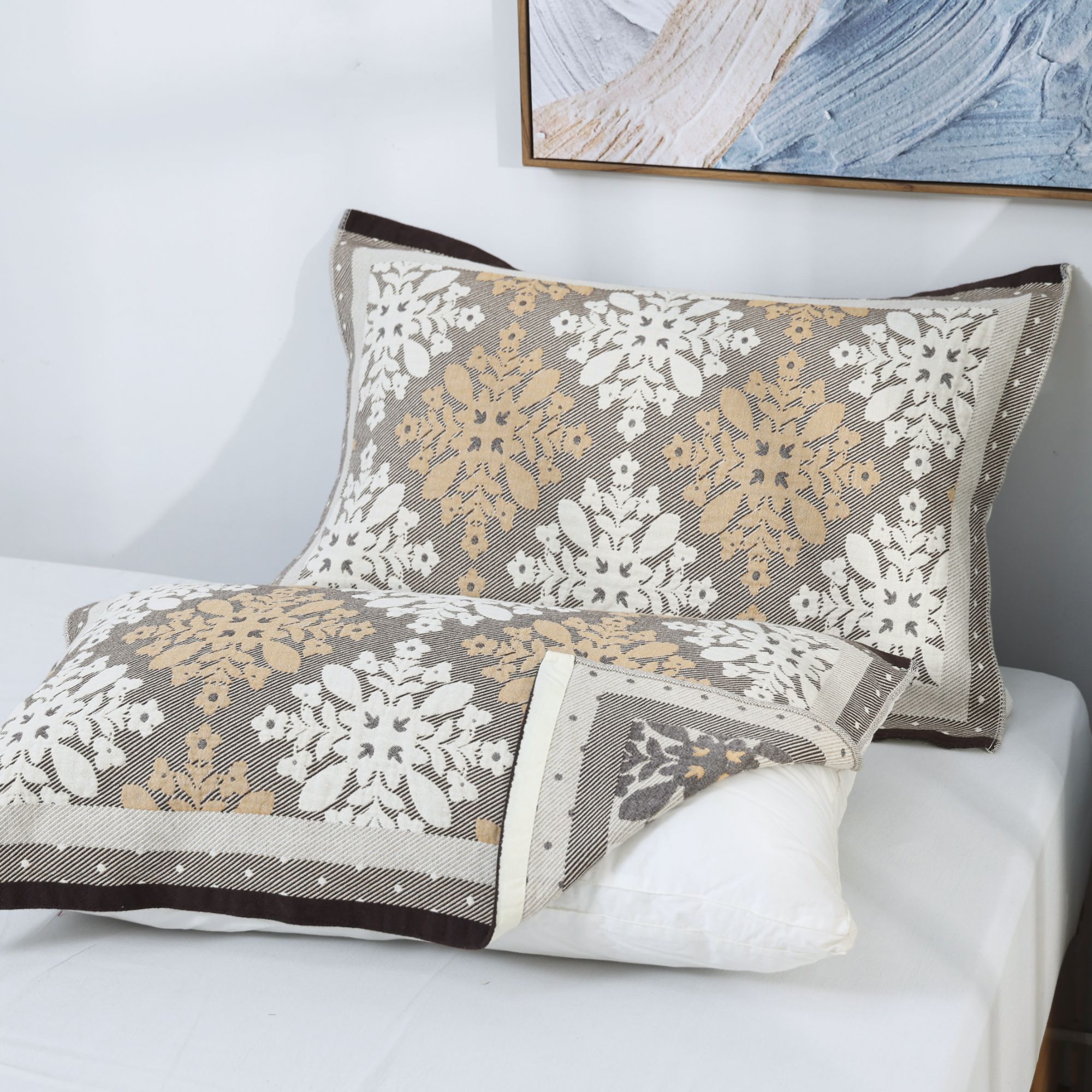 【古桥微雨】罗布麻纱布枕巾一对--50cm*80cm