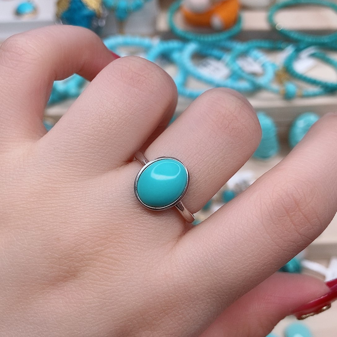 绿松石戒指银S925镶嵌