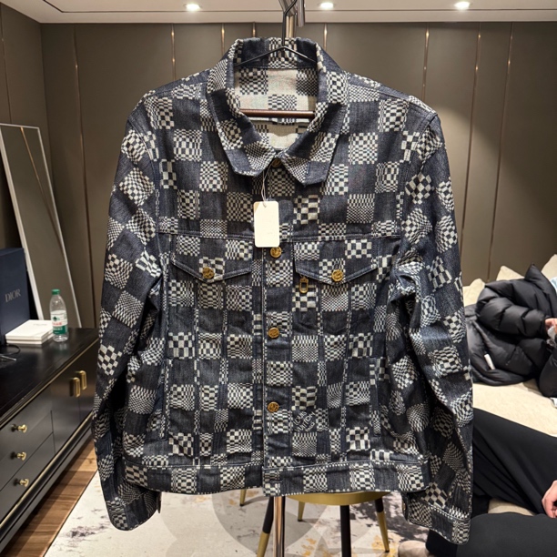 未使用 LouisVuitton/路易威登 棋盘格牛仔外套 48码 编码90069