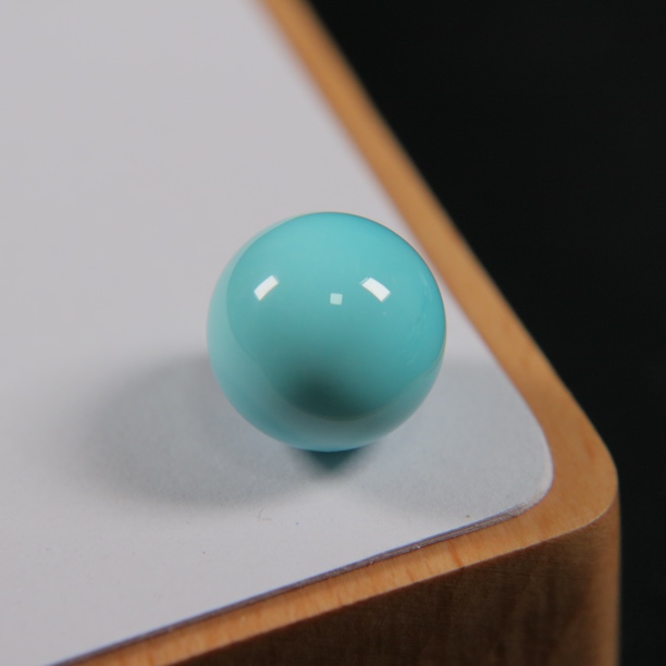原矿绿松石精品圆珠配珠，直径14.5mm，重4.14g，原矿高品质玉化料