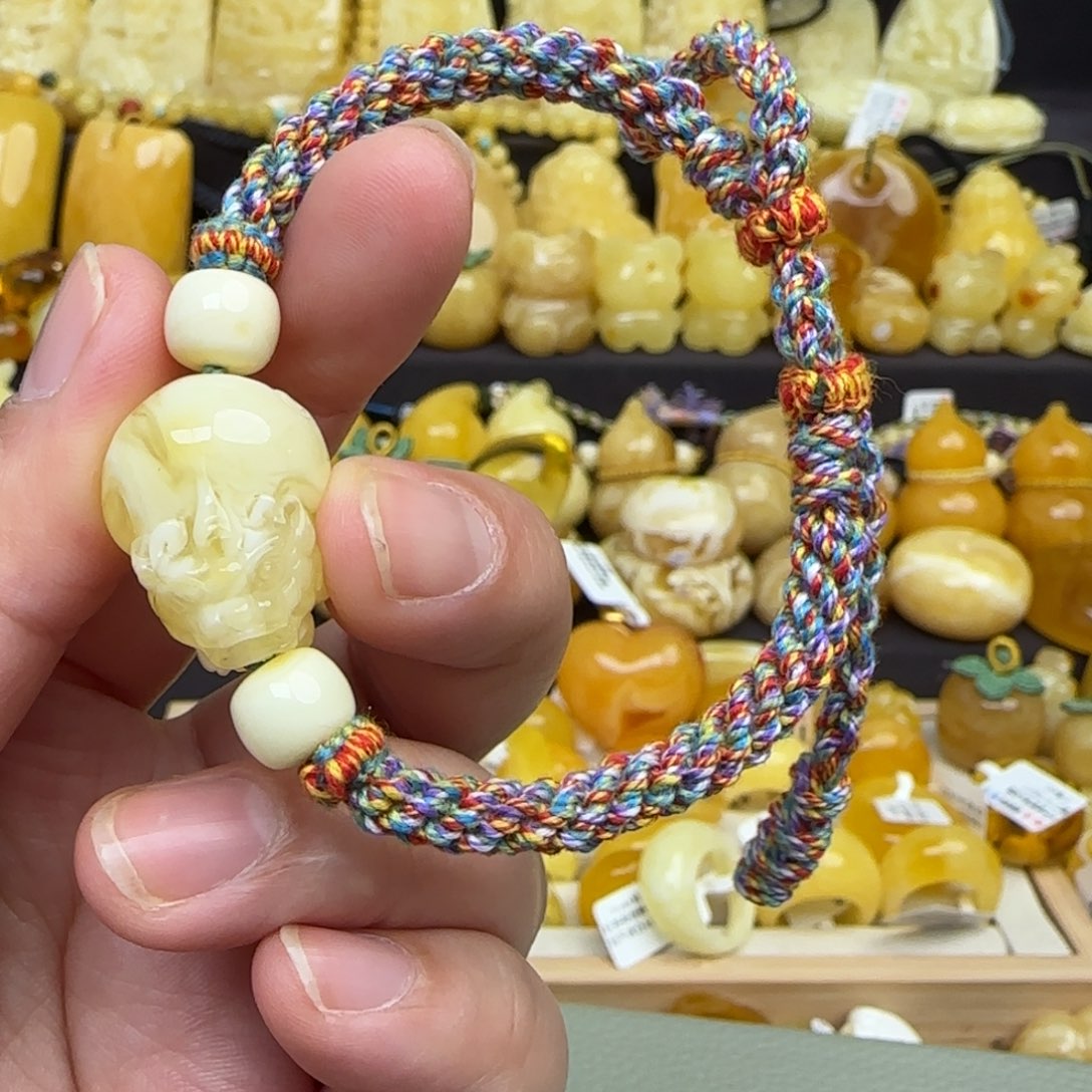 蜜蜡手绳未镶嵌原创款蜜蜡貔貅手绳