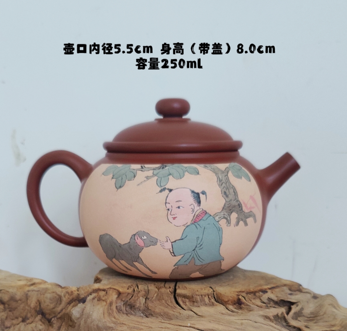 云南建水紫陶茶壶全手工阴刻阳填复烧彩填人物大容量茶壶