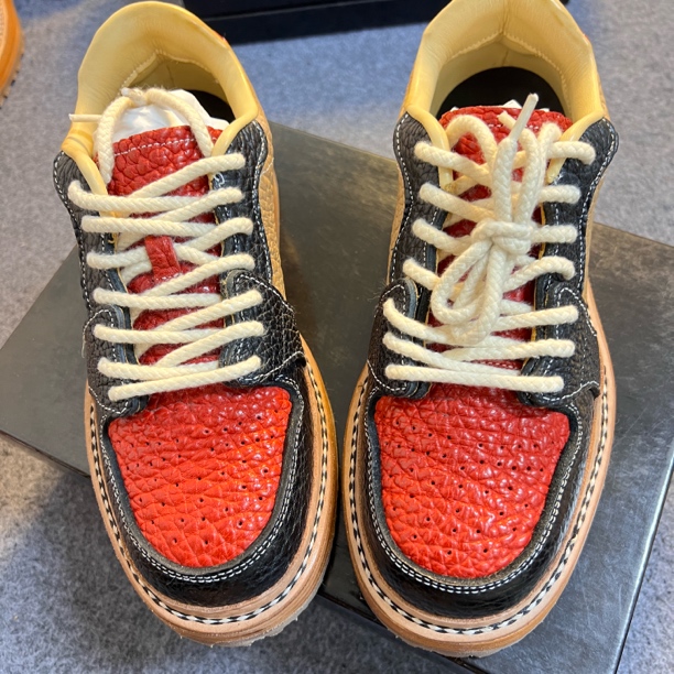 男士新款拼色低帮北美厚野牛时尚休闲透气真皮板鞋运动防滑潮鞋