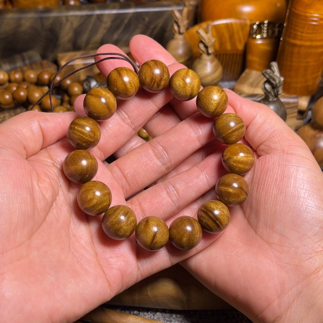 金丝楠枯木花纹手串1.5