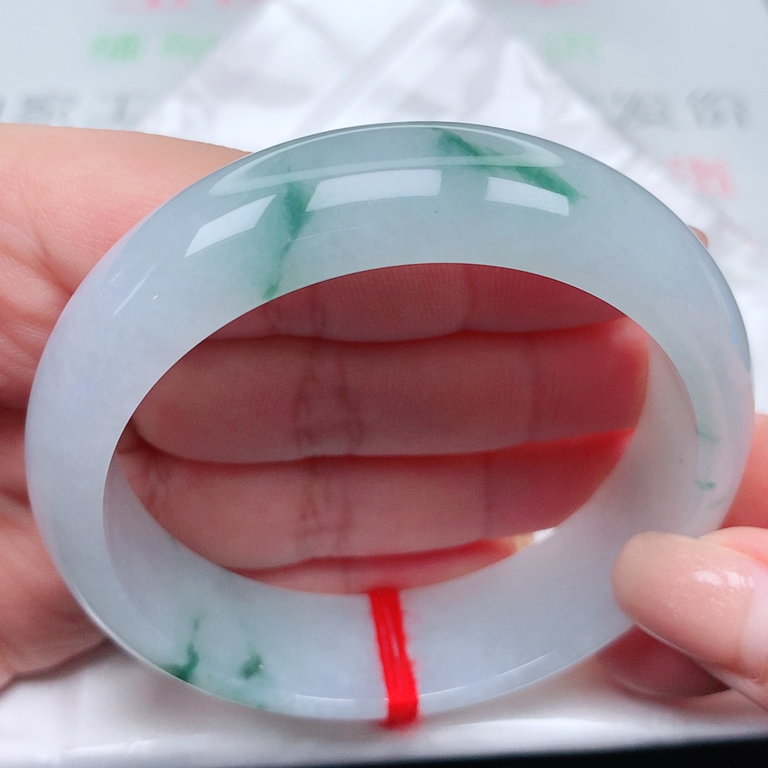 翡翠手镯未镶嵌轮胎冰飘花13