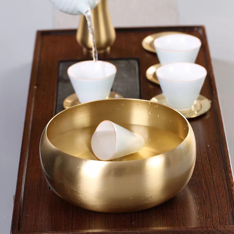 （大号茶洗）黄铜大号素面茶洗茶道茶室茶几茶台功夫茶桌用品摆件