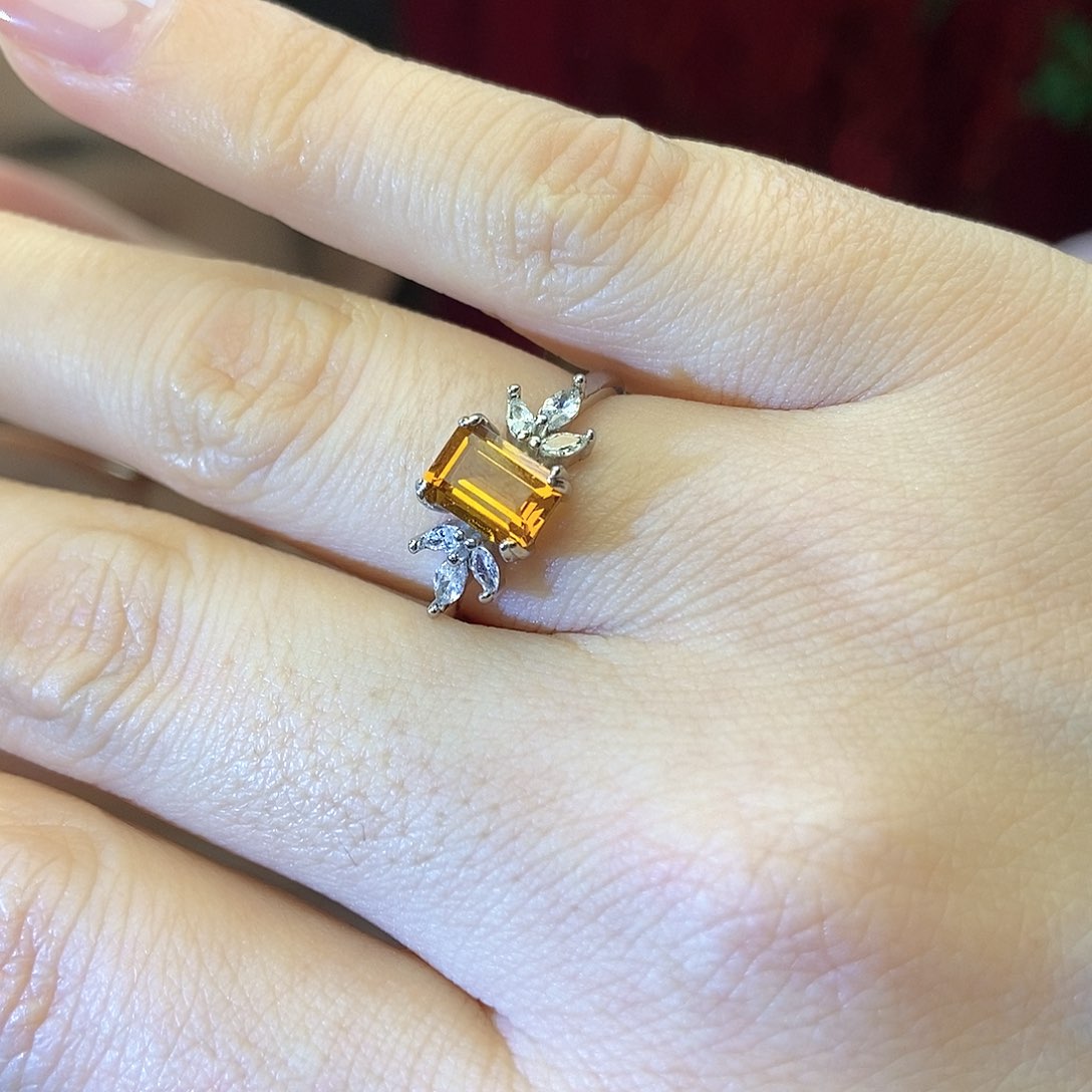 黄晶戒指，银S925镶嵌