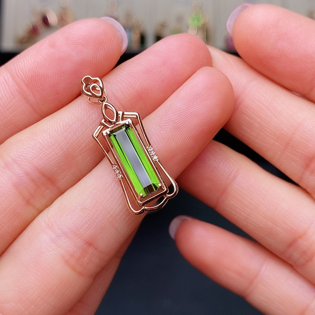 碧玺吊坠碧玺18K金镶嵌