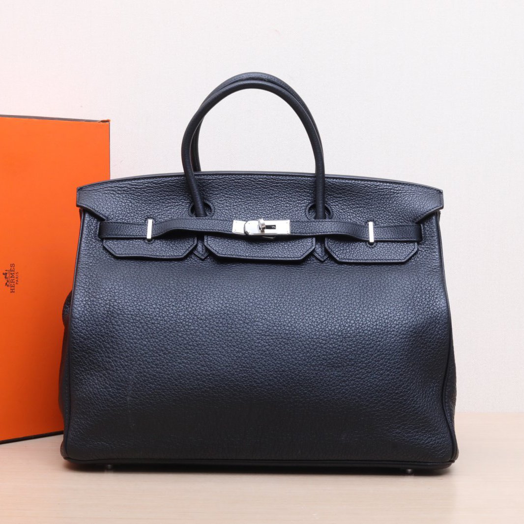 99新 Hermes/爱马仕 【小花Han】Birkin 40 黑色 Togo皮 框L 包