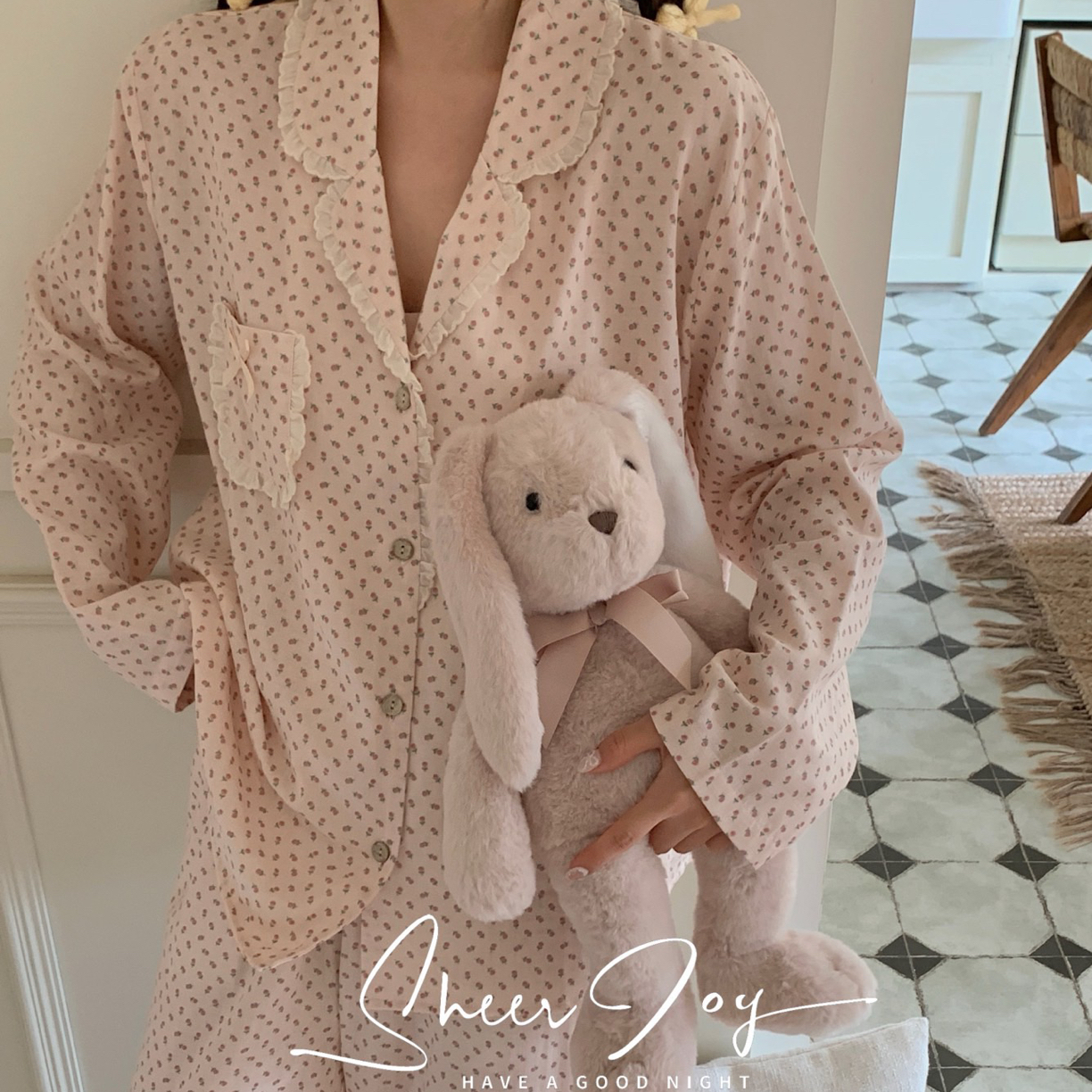 全棉双层纱家居服小碎花甜美