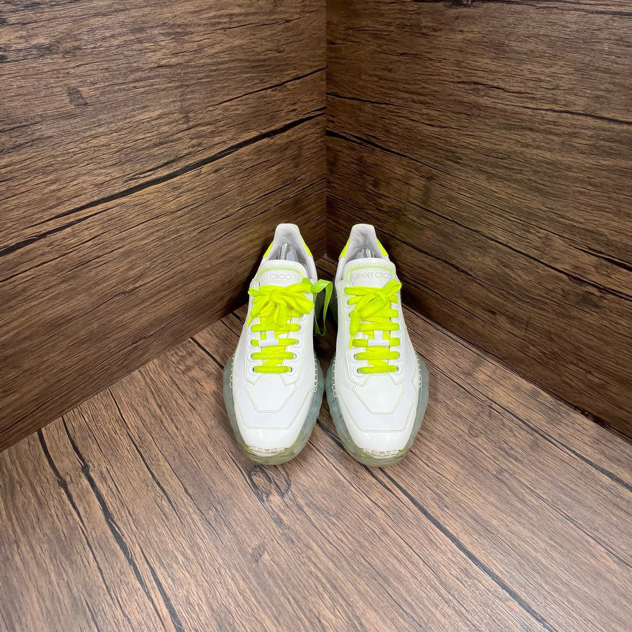 95新 JIMMY CHOO/吉米周 白绿水晶鞋 37码/95新/无配件