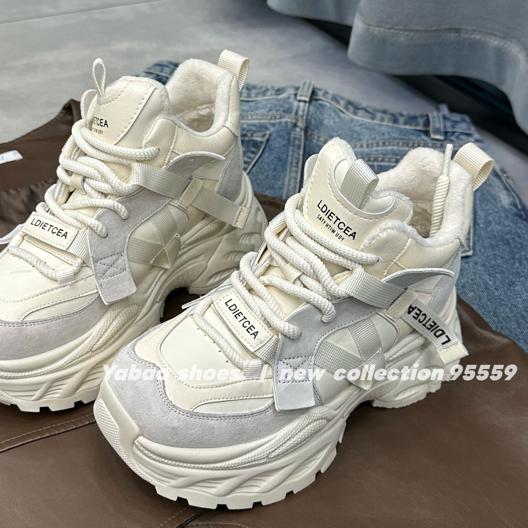XAY95559秋冬棉里加绒高帮全皮舞蹈底休闲老爹鞋