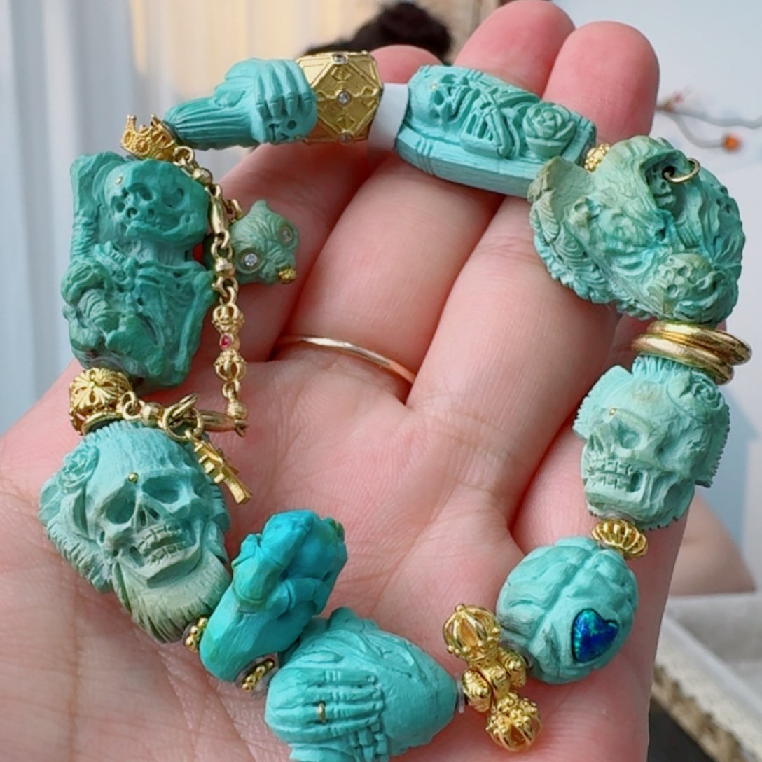 18K金镶嵌绿松石珠宝奇石