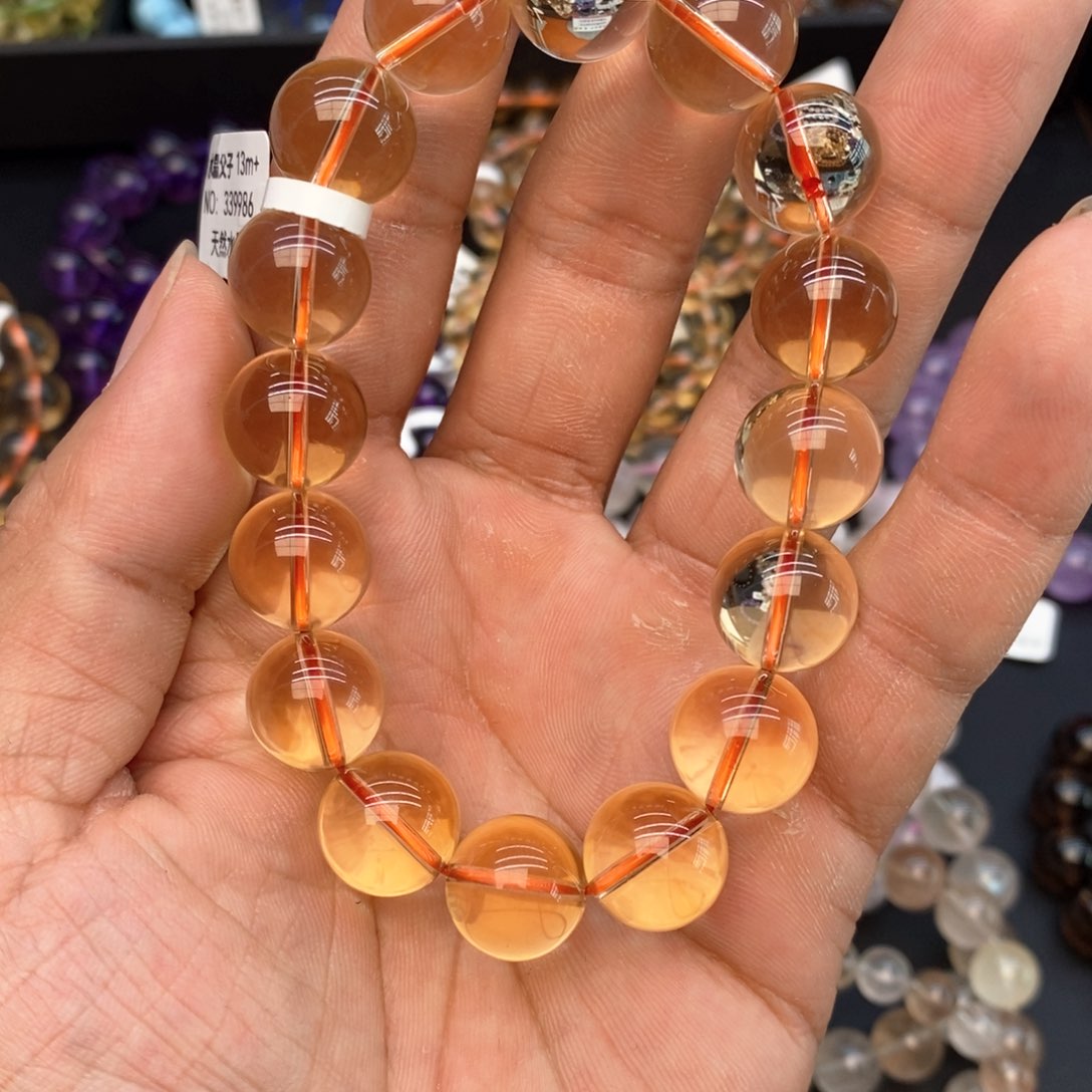 水晶手串未镶嵌景**。5黄水晶13mm