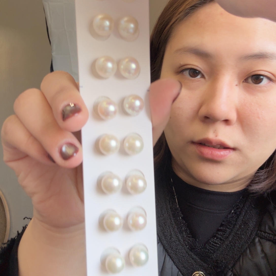 耳饰淡水珍珠银S925镶嵌9-10mm