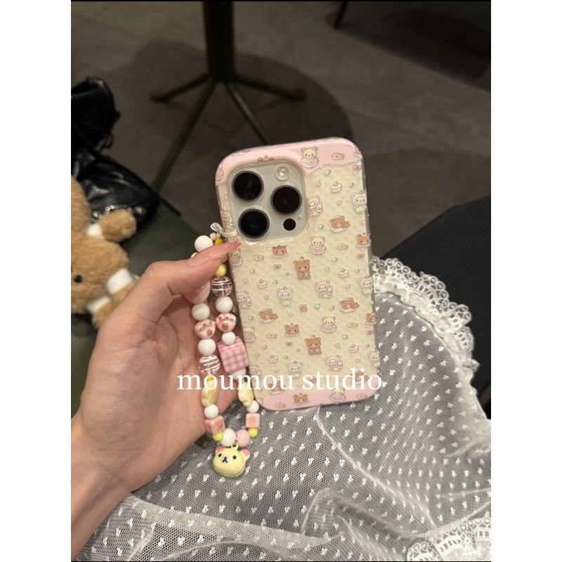 可爱米底波点甜品轻松熊双层壳苹果16promax/iPhone15/14手机壳13