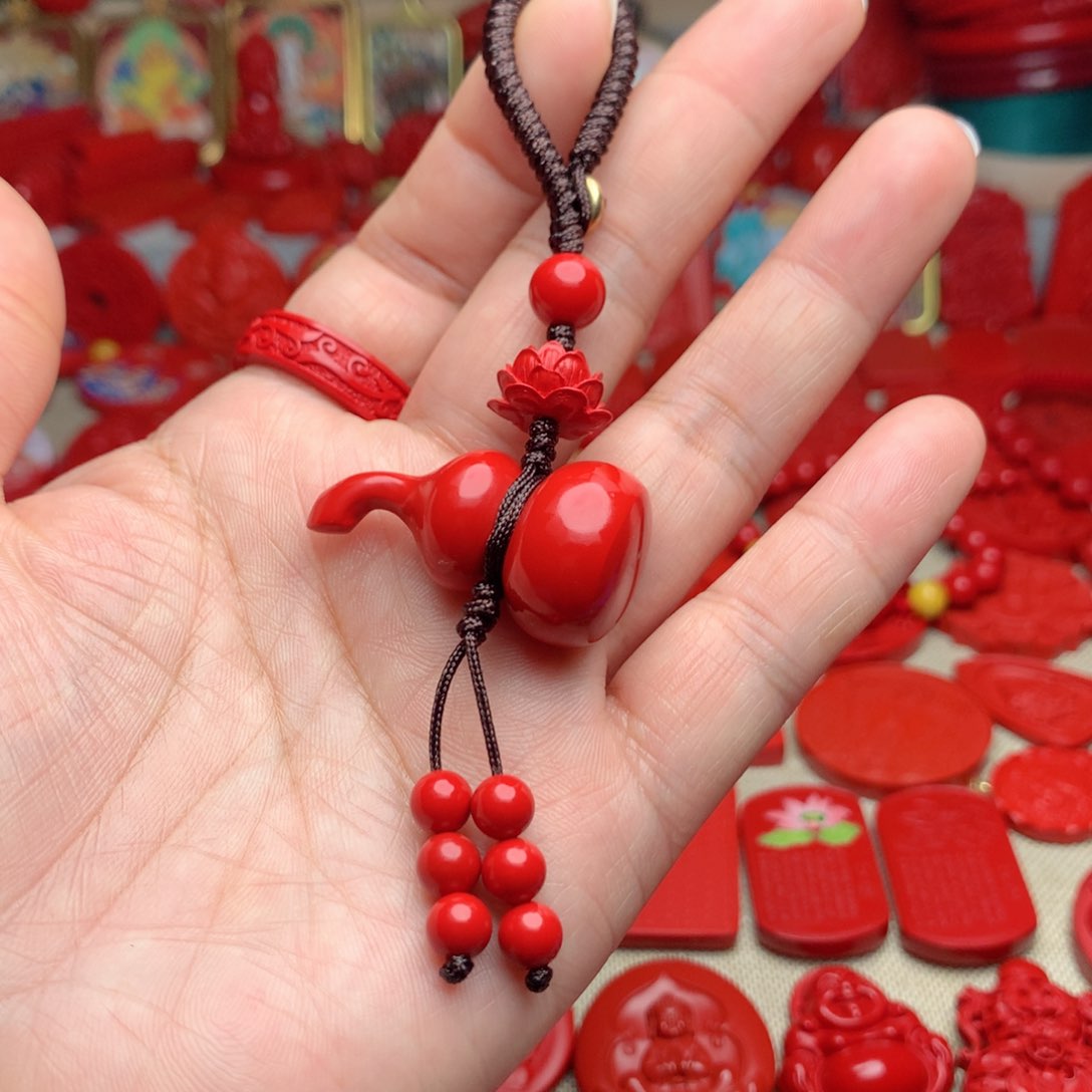 天然辰砂工艺品朱砂钥匙扣