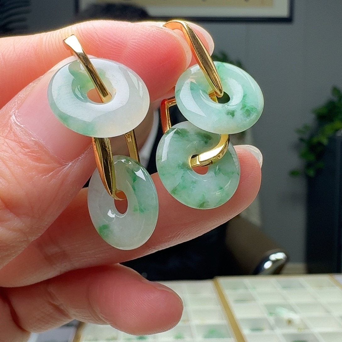 翡翠银S925镶嵌耳饰多样性发货其一