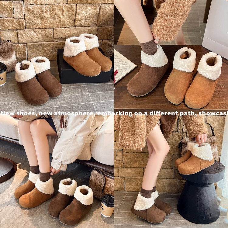 秋冬新款加绒棉靴内增高勃肯短靴女
