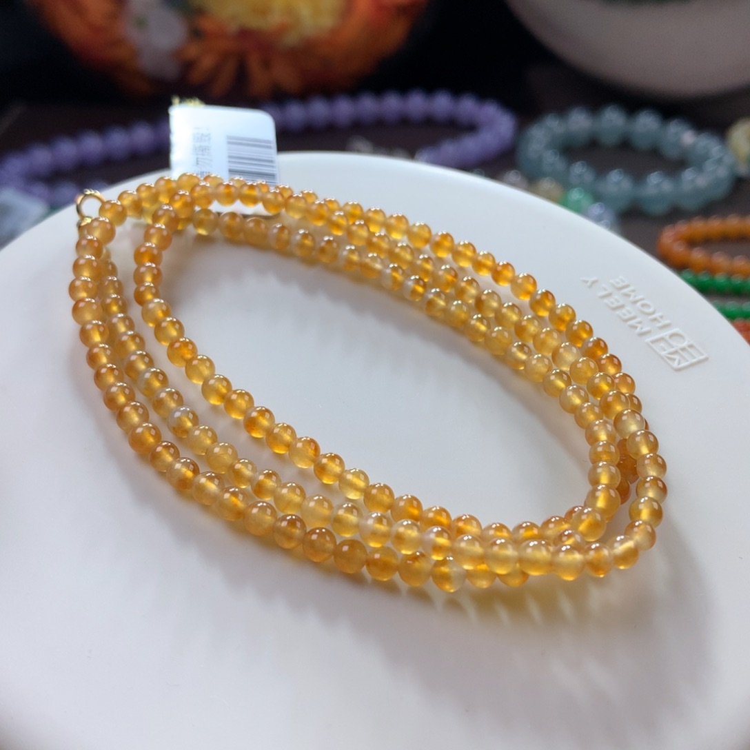 翡翠手链未镶嵌高冰亮色系黄翡小米项链