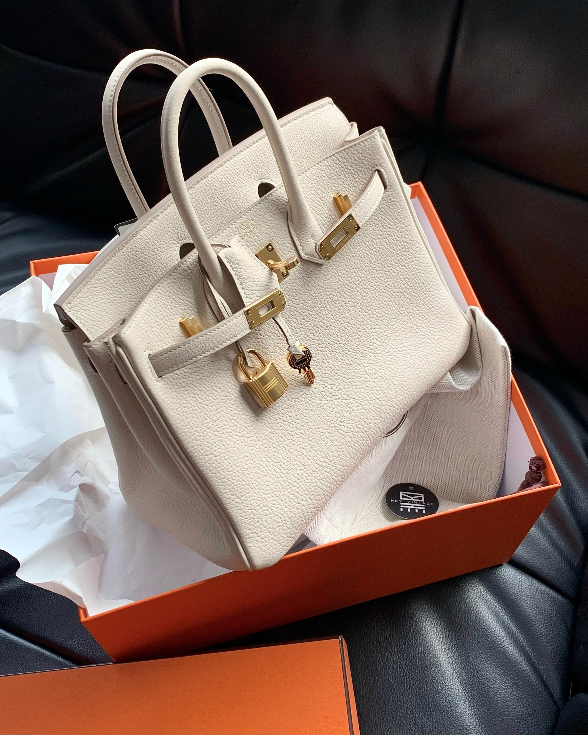 未使用 Hermes/爱马仕 奶昔白金扣birkin25 K刻 16848338