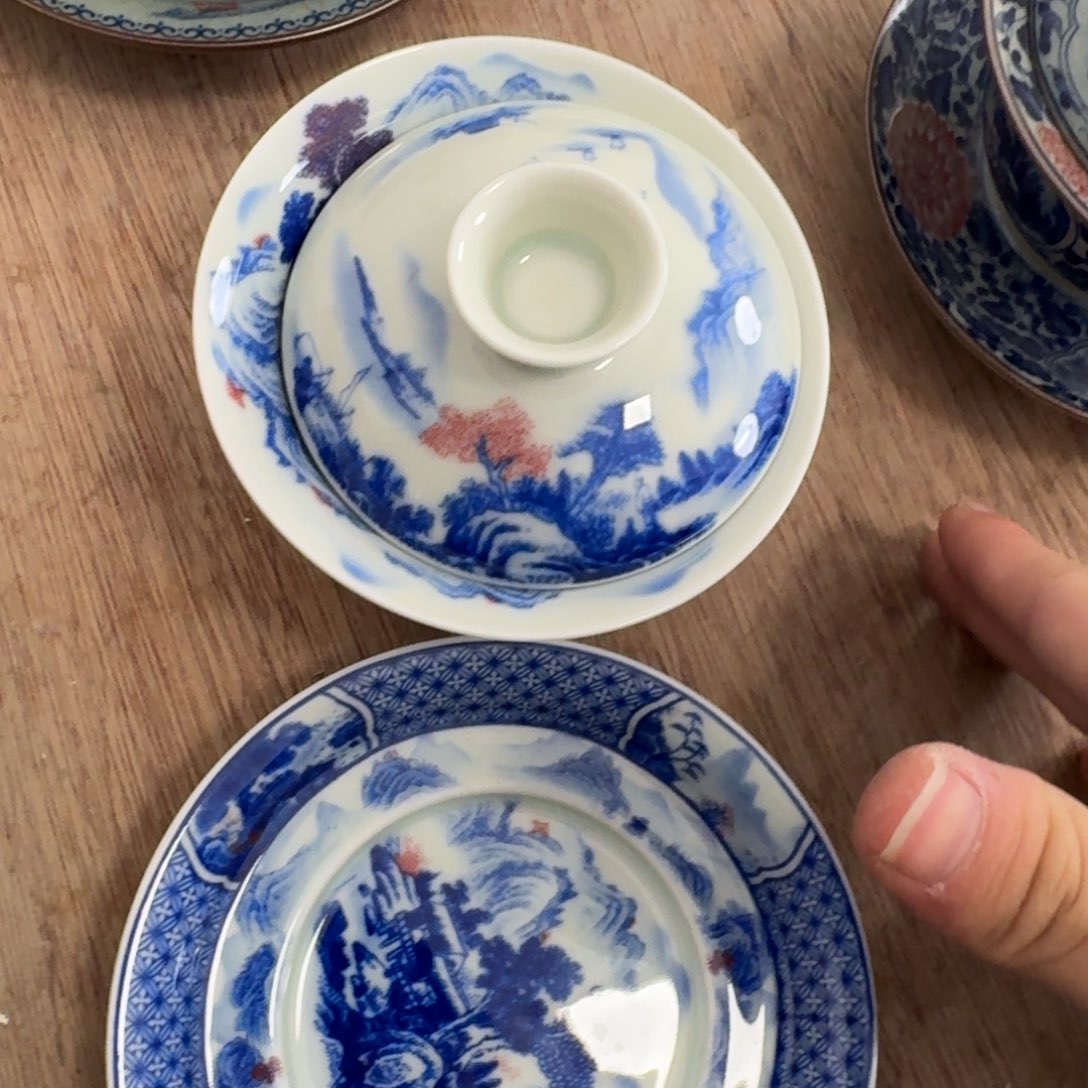 富春山居图马蹄盖碗