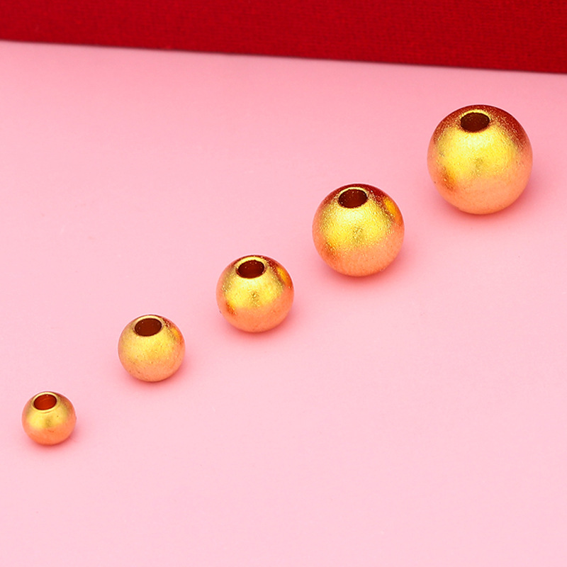 古法沙金色珠子磨砂面圆珠转运隔珠diy手工编织配件手链串散珠子