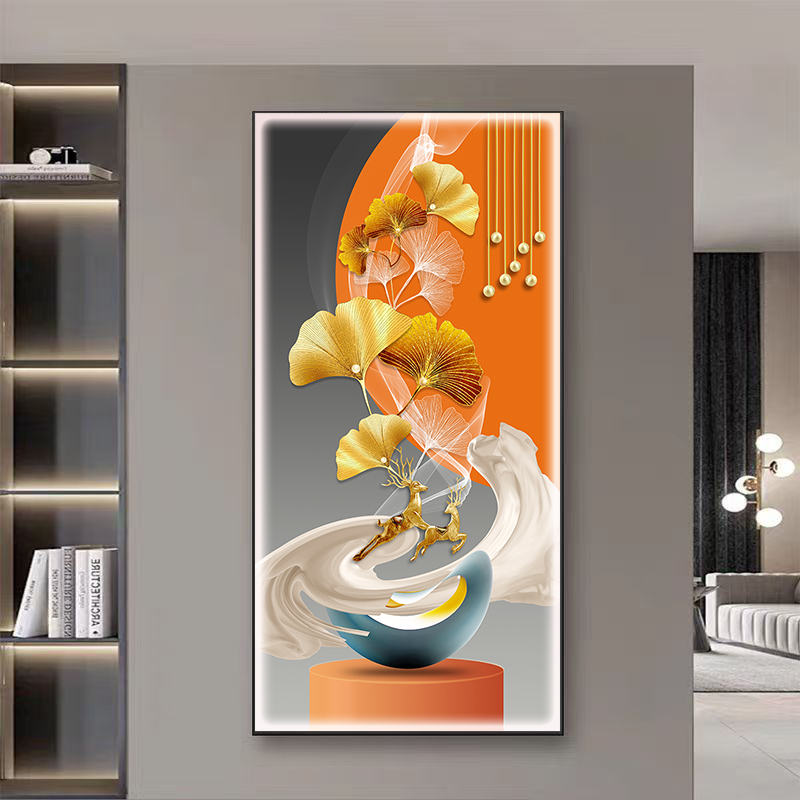 【福禄双至】入户玄关装饰画现代轻奢挂画简约走廊过道壁画