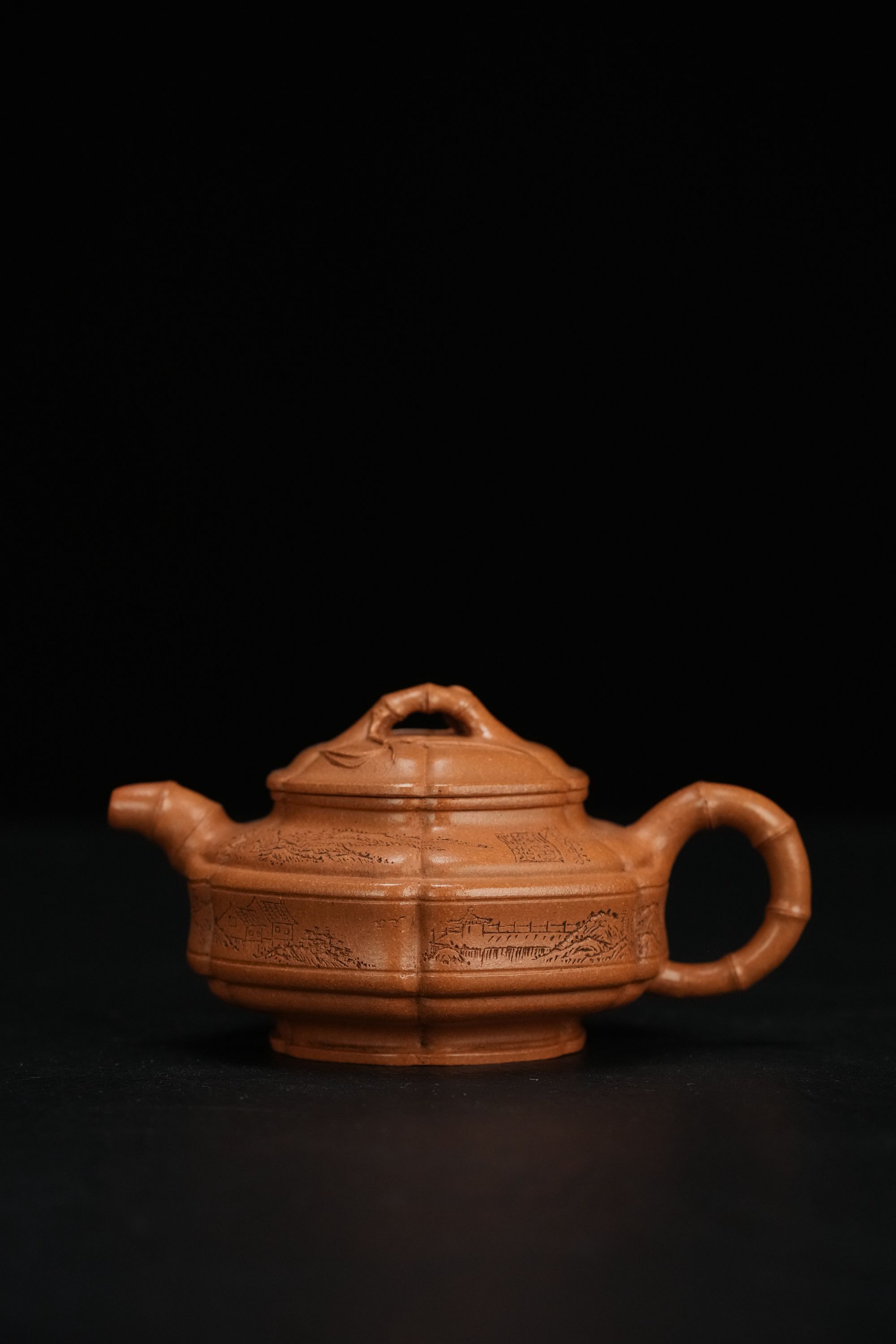 凡凡会客厅 FWH14 李铭 六方竹鼓 冷金黄段 180CC 紫砂壶