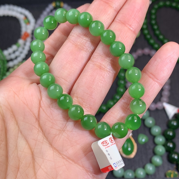 和田玉（碧玉）手链未镶嵌紫*丫