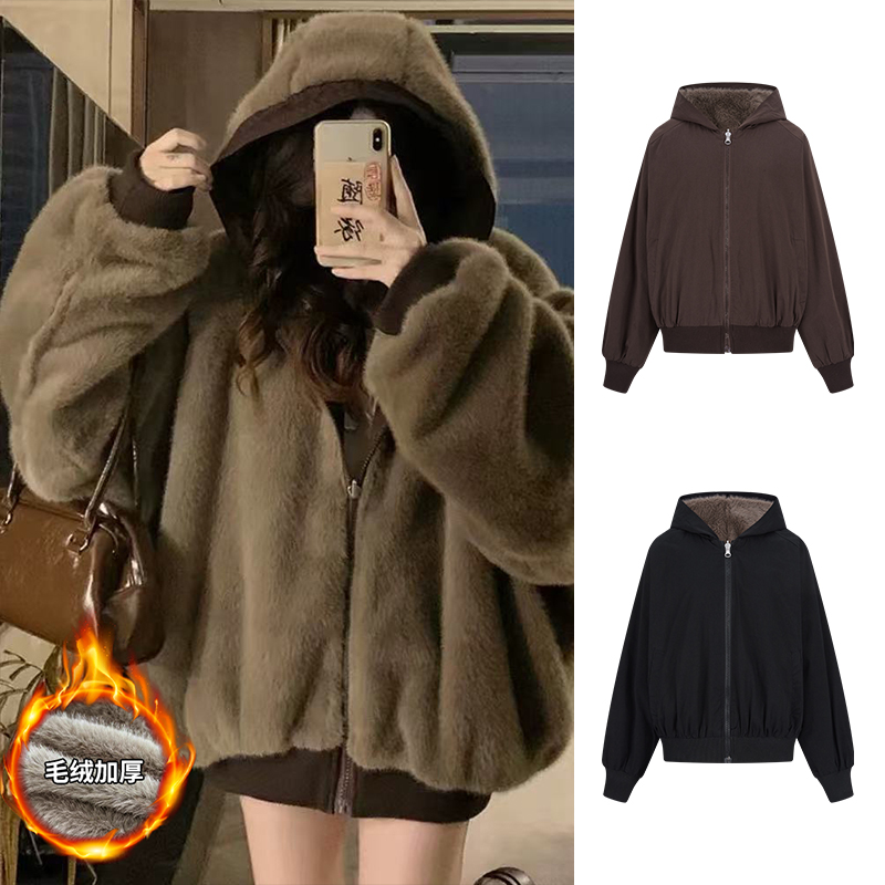 Moses Queen/魔西女王加绒加厚派克服座山雕棉服女复古双面穿外套