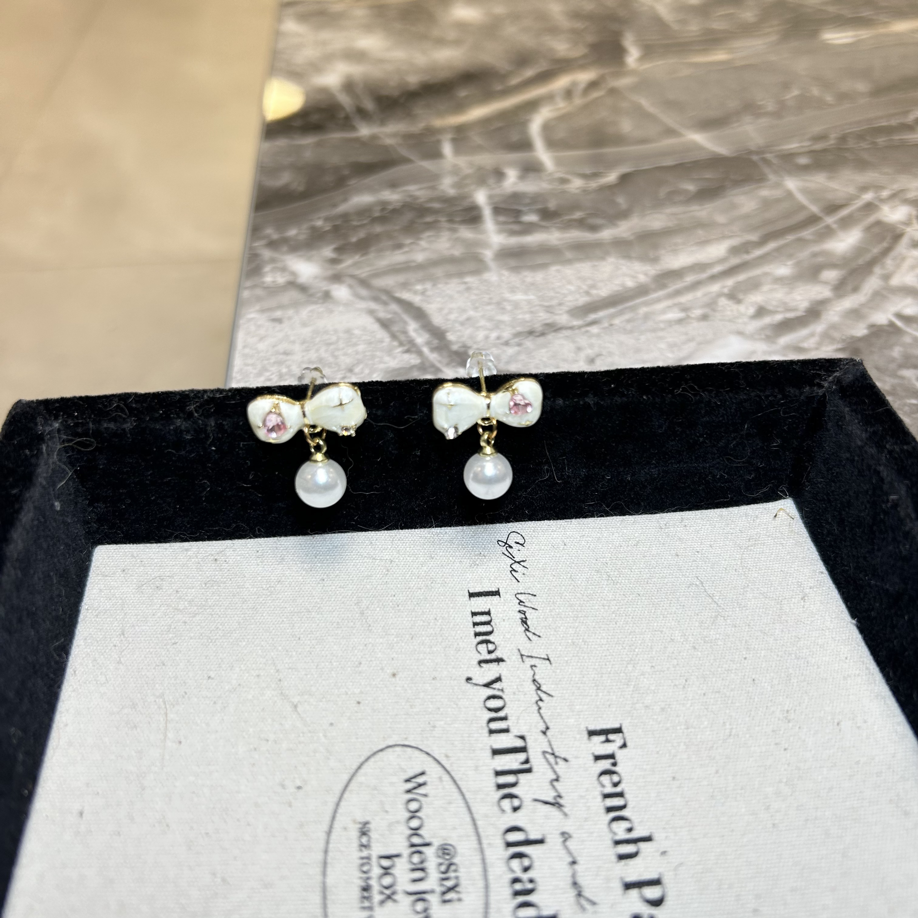 铜合金仿珍珠耳饰 蝴蝶结z子耳环EH4027