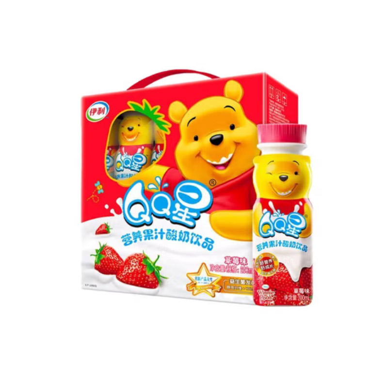 （5月）伊利QQ星营养果汁酸奶饮品（草莓味）DS 200ml*4*4