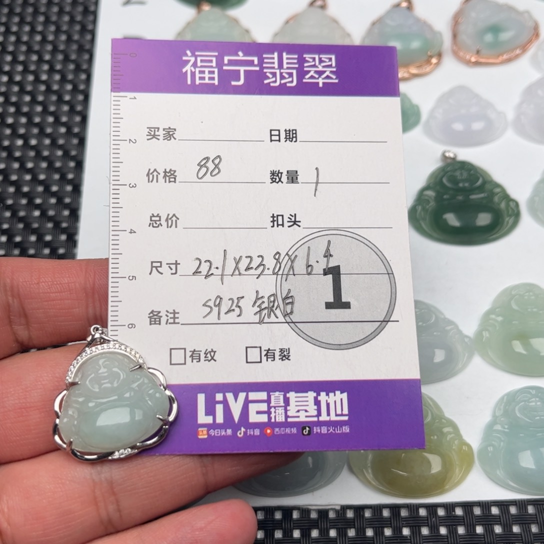 翡翠颈饰银S925镶嵌吊坠