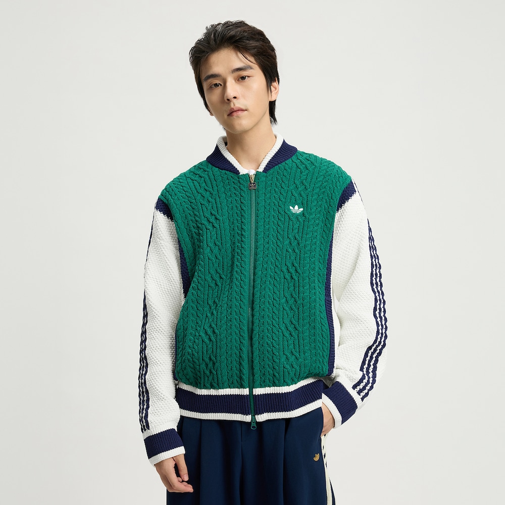 adidas RS UCARDIGAN复古棒球风撞色运动宽松针织衫 KS5962