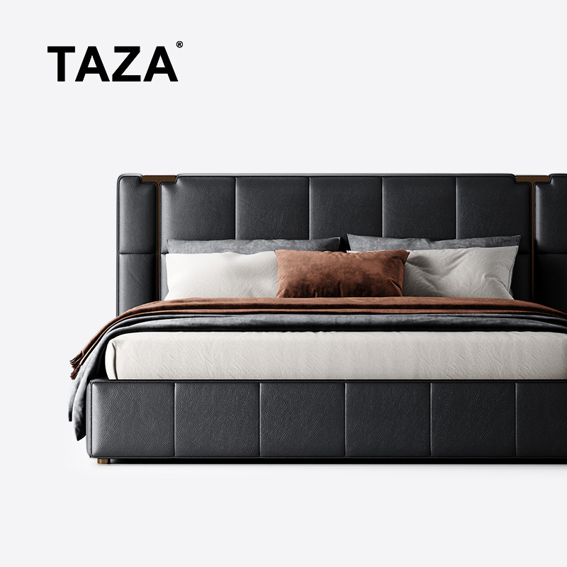 TAZA意大利进口全青皮劳斯床别墅大平层主卧高级意式真皮大床B332
