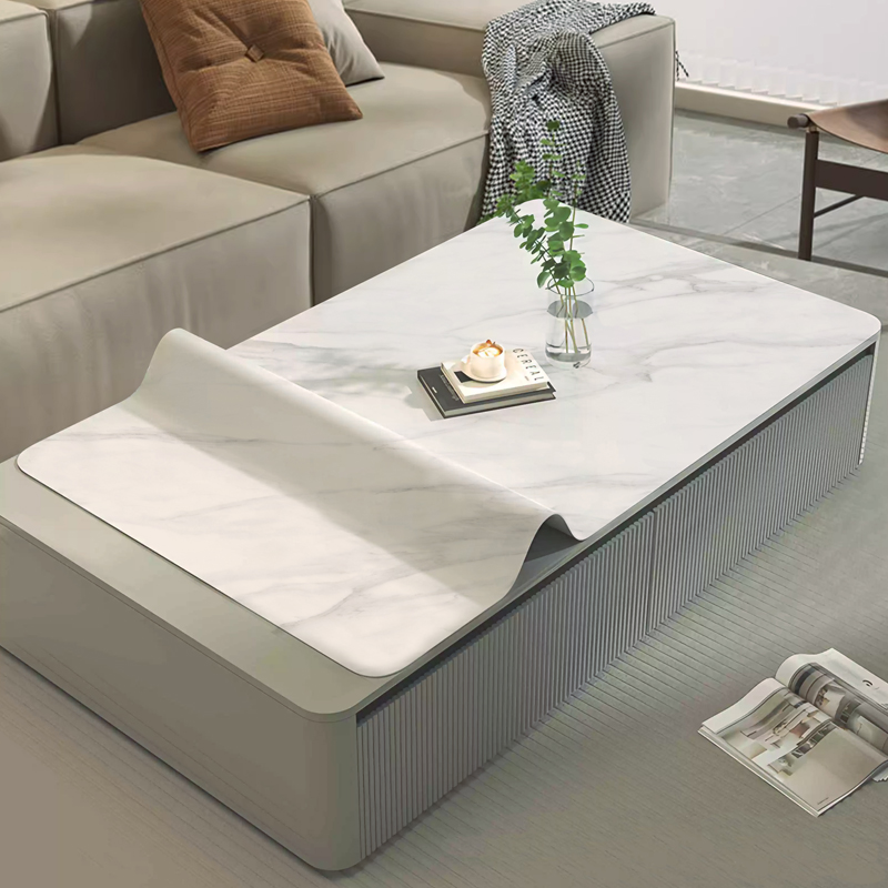 大理石纹茶几桌垫轻奢岩板感桌布防水防油2025高档餐桌台面保护垫