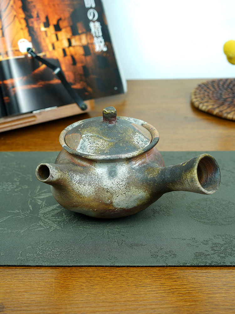 伊禾集物 日本备前烧手工匠人柴冈守 侧把茶壶 急须壶 1255#