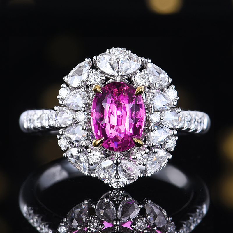 浪漫温柔 主石1.51克拉 18K金 天然无烧粉蓝宝石两用款