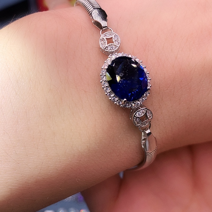 蓝宝石手链银S925镶嵌