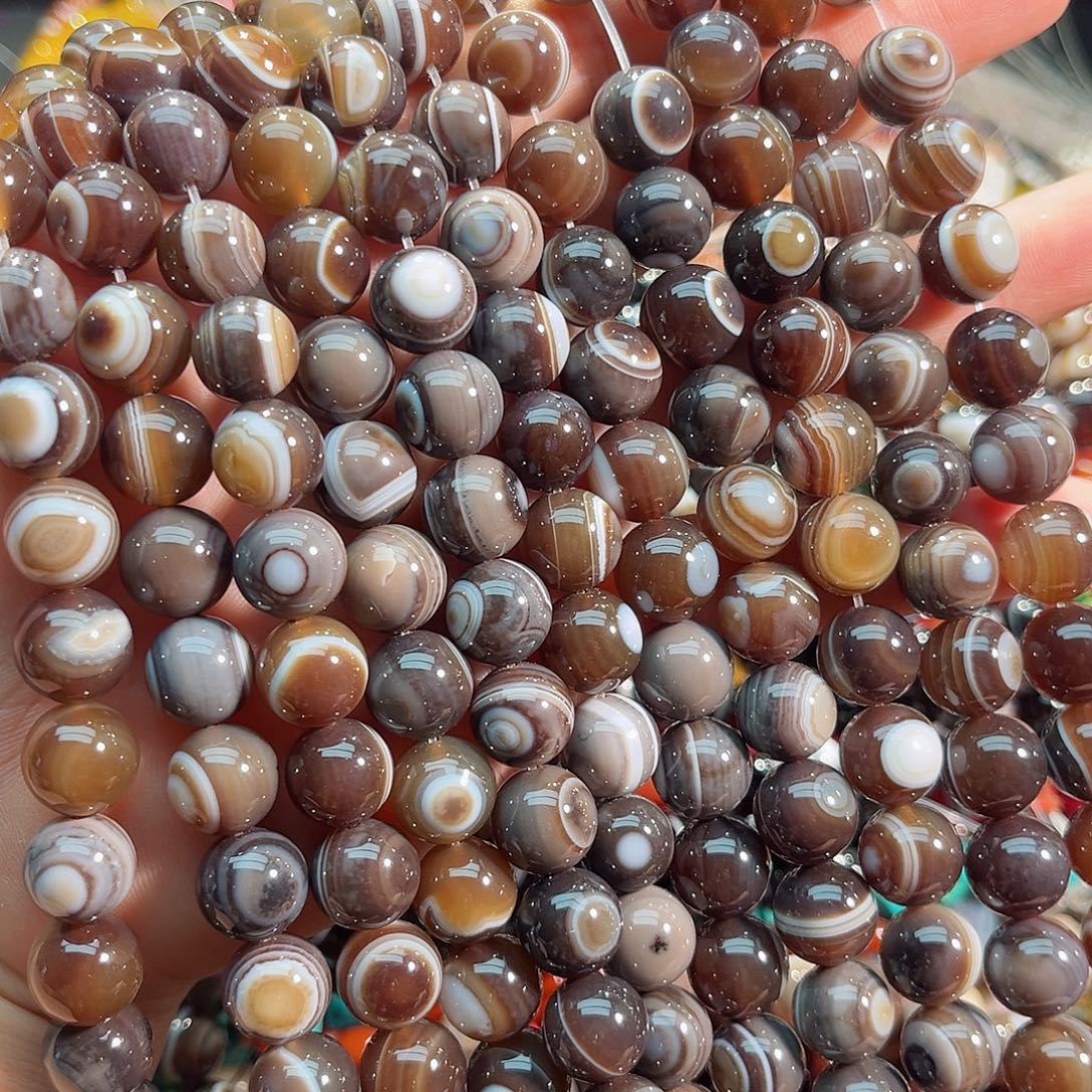 玛瑙/玉髓合金珠宝半成品蚕丝板眼玛瑙一条12mm