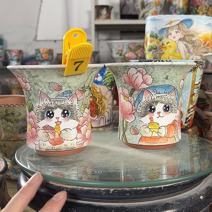 满38包邮 景德镇幸运花盆