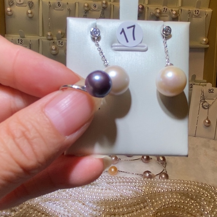 星***际淡水珍珠银S925镶嵌耳饰