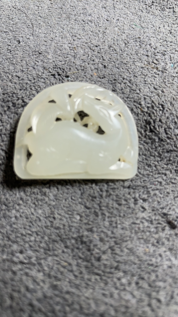 清中期和田白玉拉丝工艺白玉福禄