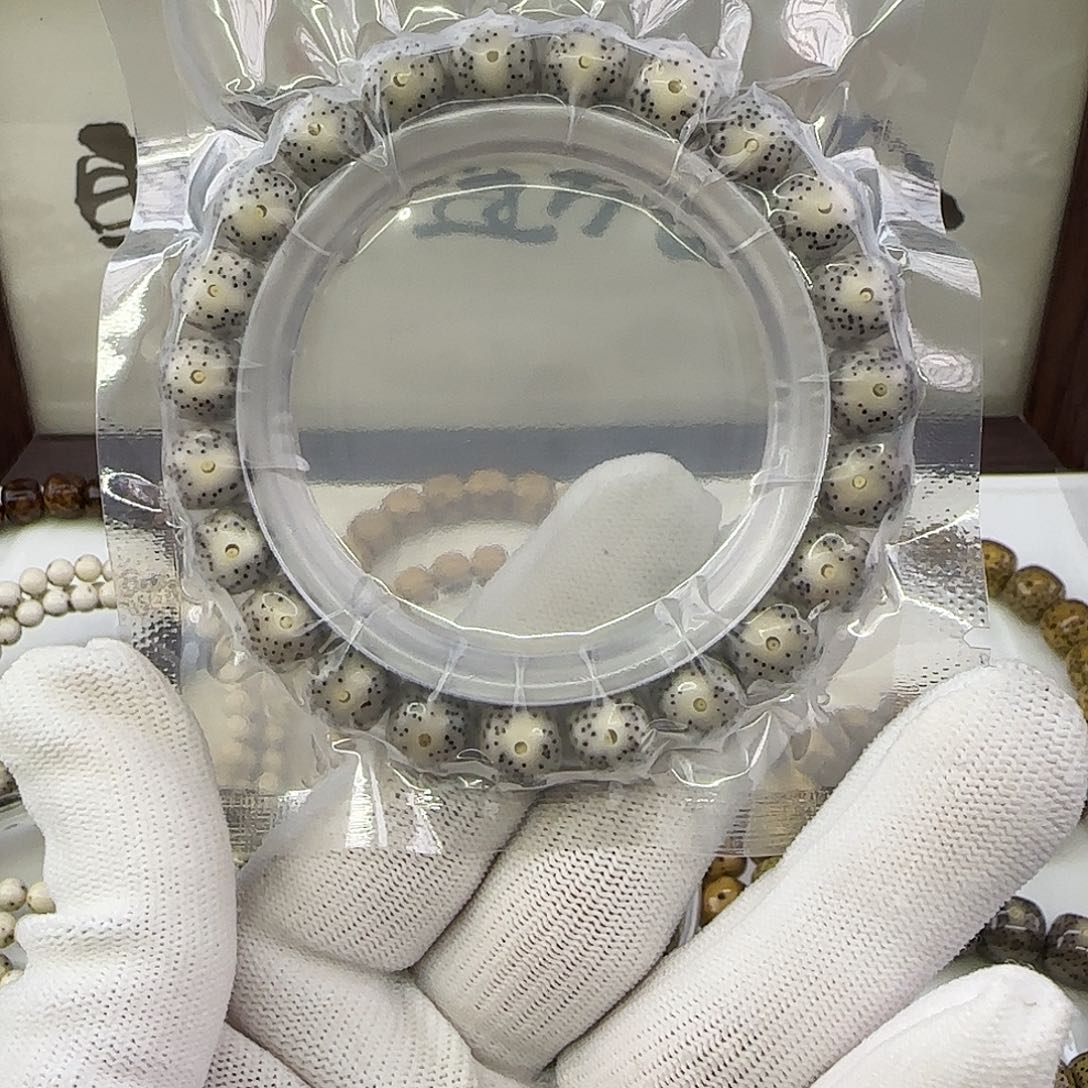 冬***者星月菩提手串卡10瓷白月朗星稀