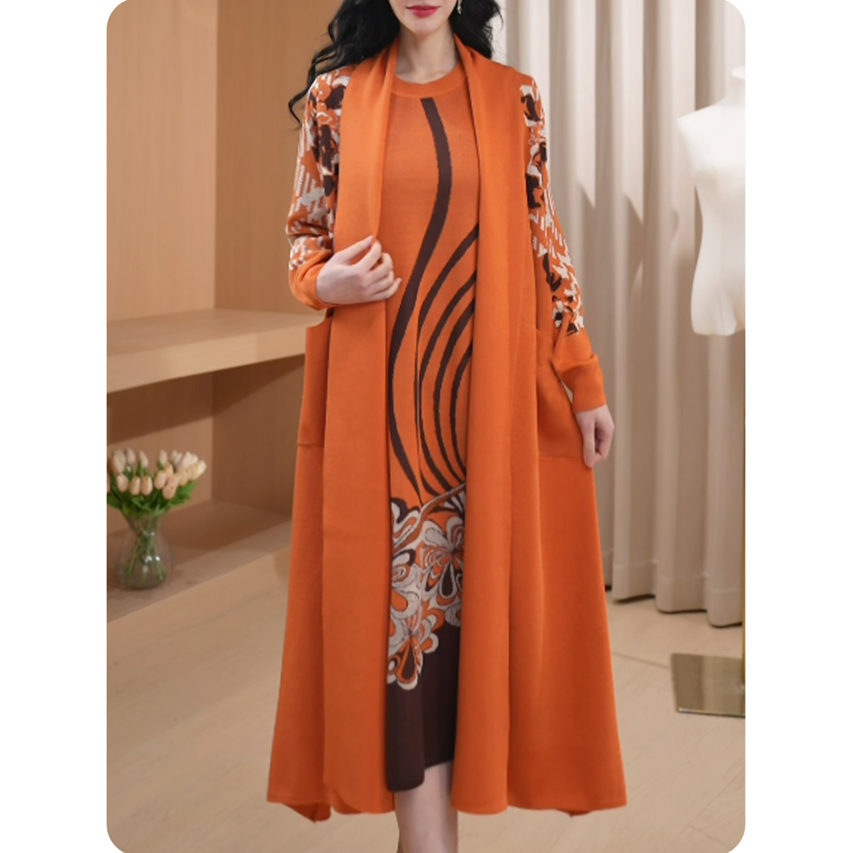 [春见]新品女士宽松外套中长款休闲女装1ZW0125367