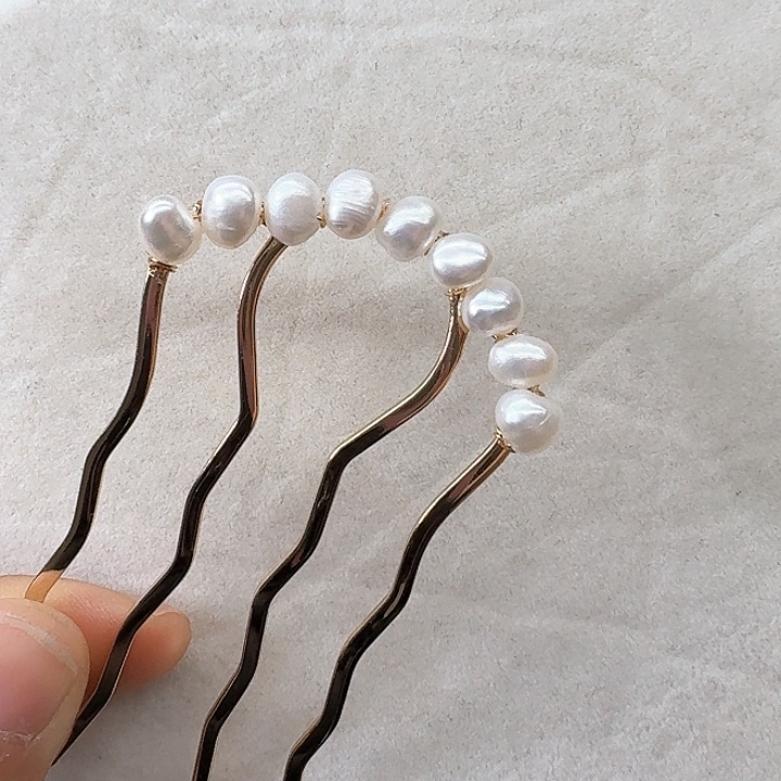 淡水珍珠发饰银S925镶嵌